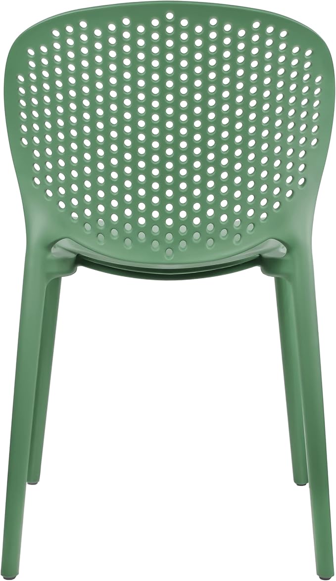 2xhome Set of 3 Patio Dining Chairs | Modern Stackable Outdoor Pool Side Chair | Weather Resistant Plastic for Yard, Porch, Balcony, Kitchen, Green 2xhome