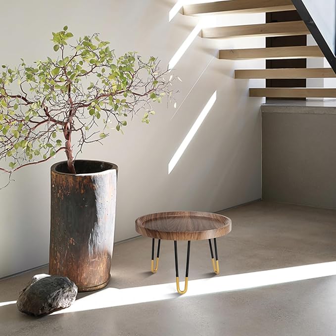 Plant Stand Indoor Outdoor, Mid Century Style Walnut Wood Color Plant Stand,Waterproof Design Modern Plant Table,Easily Assemble Come With Tools,Nice For Room Decor (L) Welcometoobtain