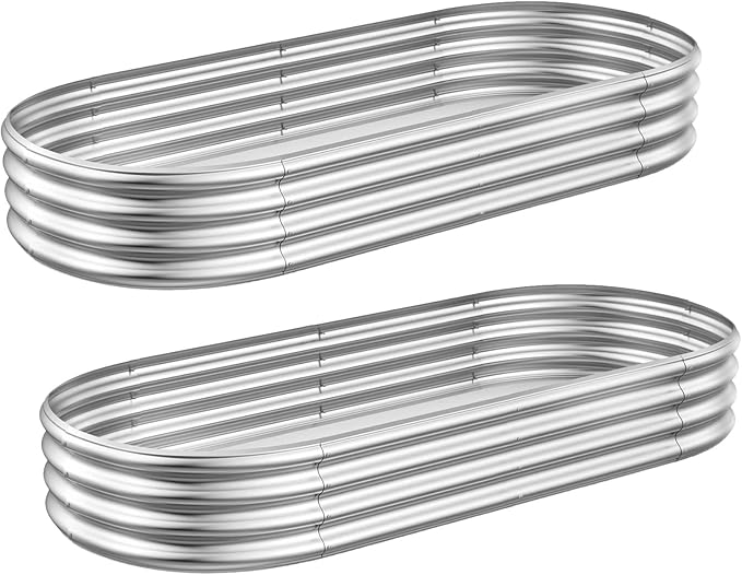 GADI Metal Raised Garden Bed 2Sets Galvanized Planter Box for Vegetables, Flowers, Herbs, and Succulents GADI