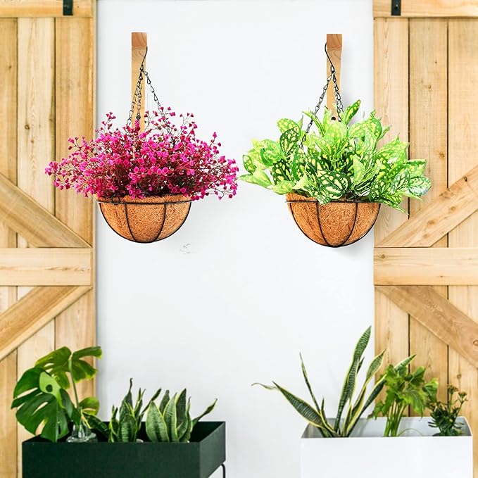 Wooden Plant Hangers - Hanging Plant Hooks for Indoor Outdoor, Wood Hanging Wall Plant Hooks Heavy Duty for Flower Pots Wind Chimes and Bird Feeders(2-Pack,8-Inch) DSJIFGEW