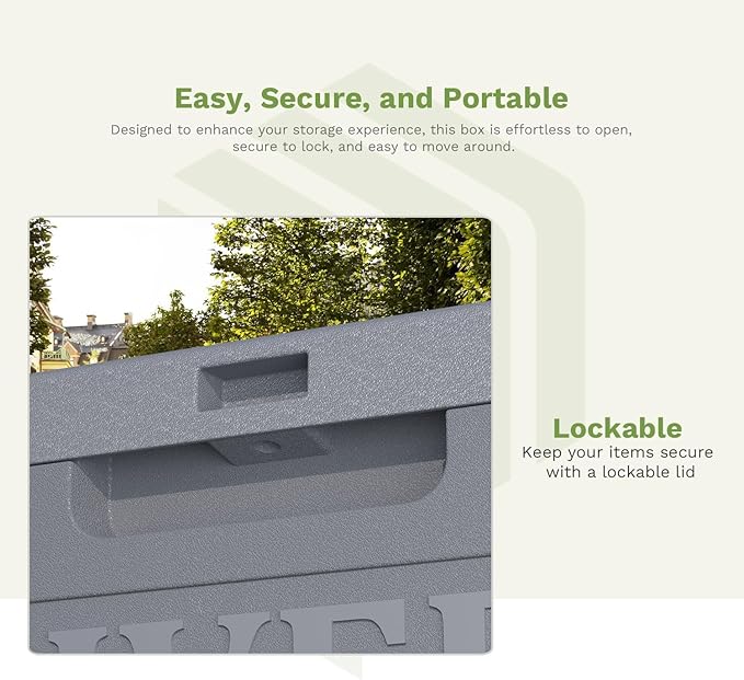 Patiowell 48-Gallon Resin Package Delivery Box for Outside, Waterproof Storage Deck Box with Lockable Secure (Grey) Patiowell