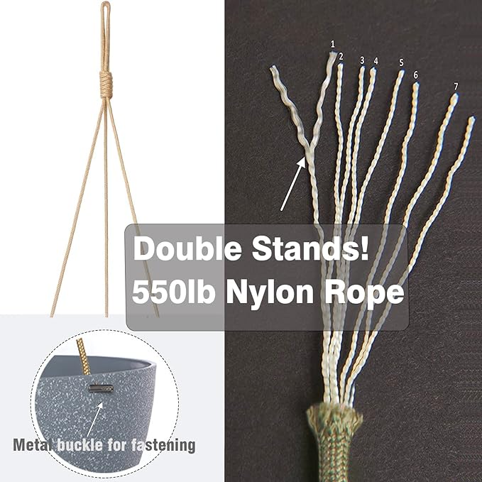 12 Inch 2 Pack Large Hanging Planters for Indoor Outdoor Plants, Plastic Hanging Basket Pots for House Plants Flowers, Grey SwinDuck