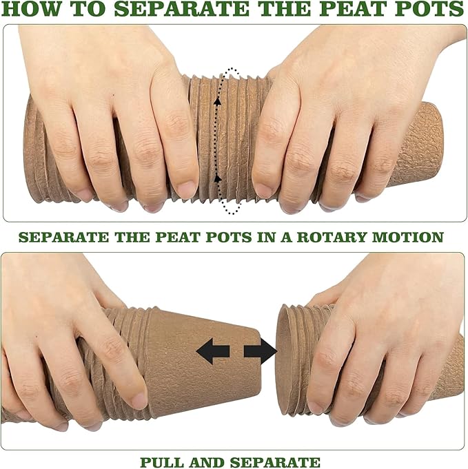 Biodegradable Peat Pots for Seedling - 120 Pack 3.15 inch Biodegradable Plant Seed Starters Kits with 30 Plant Labels, Garden Germination Nursery Pots for Flower Vegetable Seed Germination INCIKITI