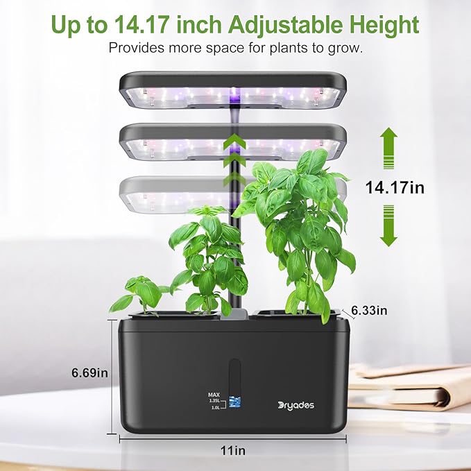 Indoor Garden System 19 Watt LED Growing Light Upgrade 2 Self-Watering Soil-Cultivated Growing Pots Gardening Gifts for Mom Plant Pot for Vegetables Herbs Tomato(No Seeds&Soil) Dryades