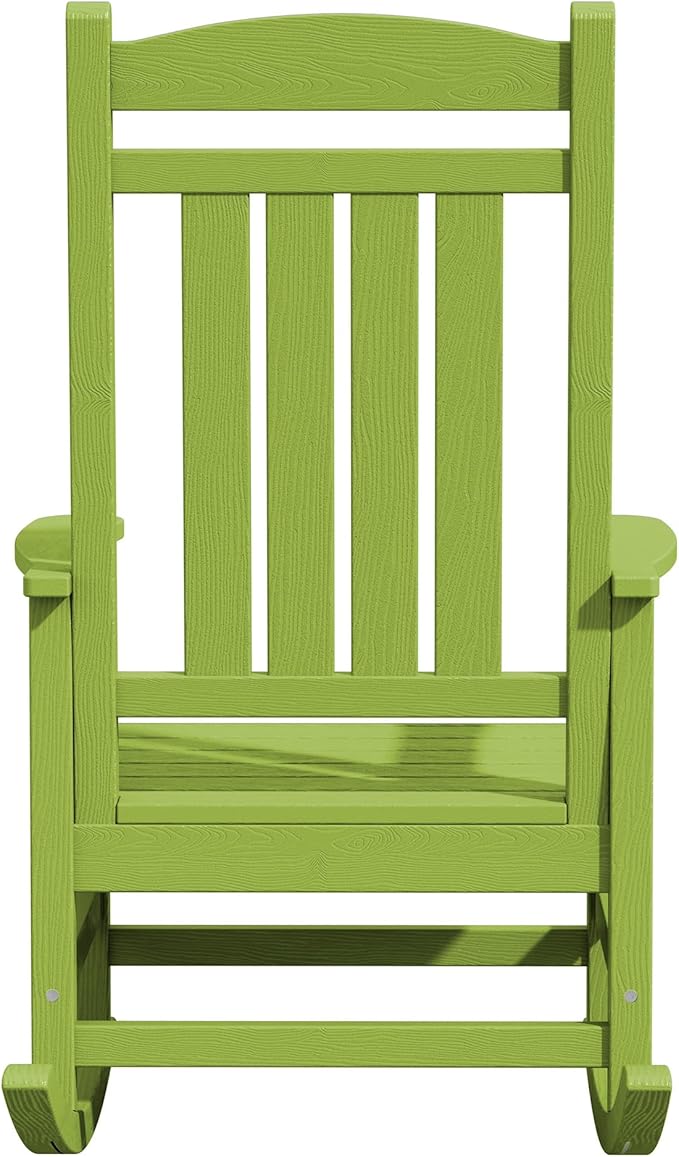 KINGYES HDPE Rocking Chairs Outdoor, Patio Rocking Chairs with 330lbs Support, Smooth Porch Rocker for Deck Lawn Yard, Pistachio Green KINGYES