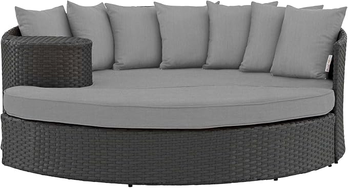 Modway Sojourn Wicker Rattan Outdoor Patio Sunbrella Fabric Daybed in Canvas Gray Modway