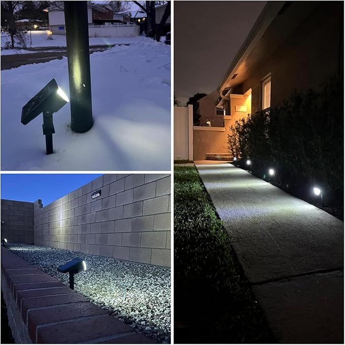 Solar Lights Outdoor Waterproof IP65, Solar Powered 76 LED 3 Lighting Modes Solar Spot Lights Outdoor for Yard Garden Landscape Pathway (White, 6 Pack) GKGG