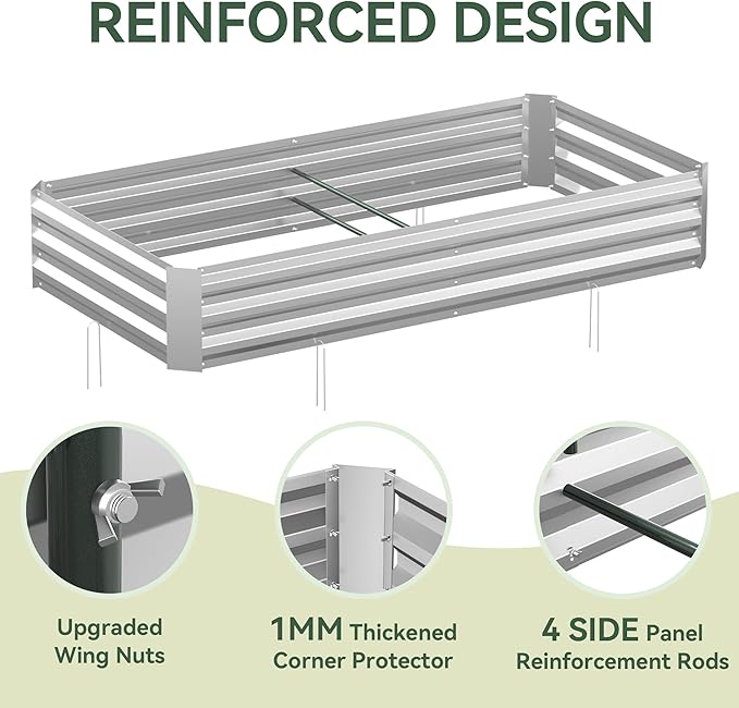Raised Garden Bed with Self-Watering System, 6x3x1 ft Elevated Planter Boxes Outdoor with PE Cover, Galvanized Raised Beds for Gardening,Vegetables,Flowers, Backyard, Patio Lineware