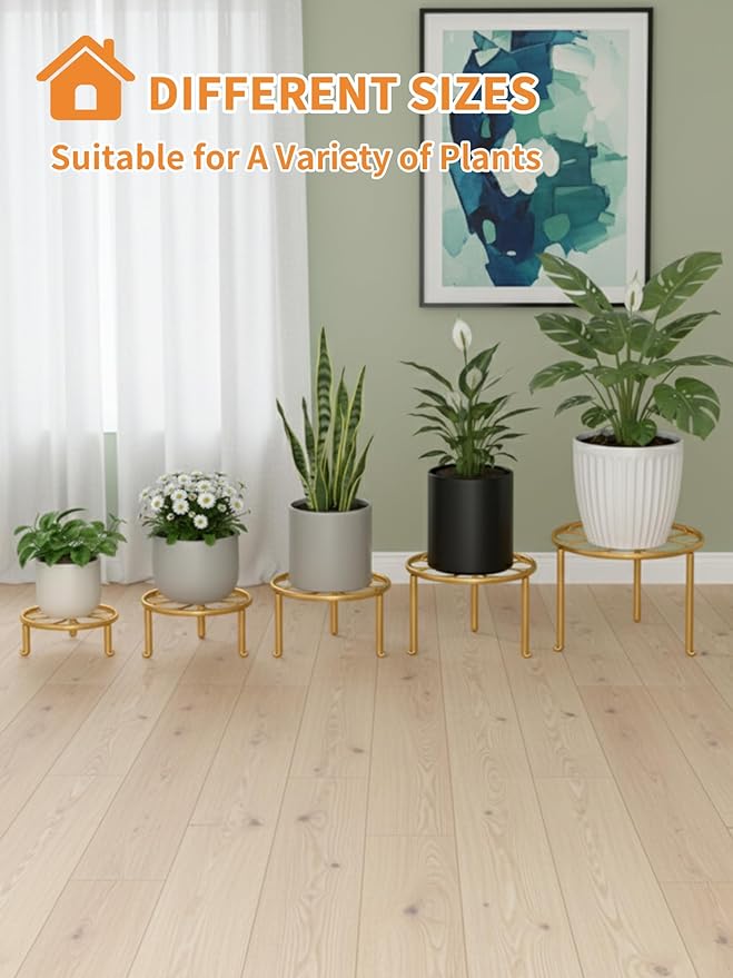 5 Pack Metal Outdoor Plant Stand Heavy Duty Plant Pot Stands for Indoor and Outdoor Round Flower Pot Support Rack for Multiple Display Pot Rack Rootora