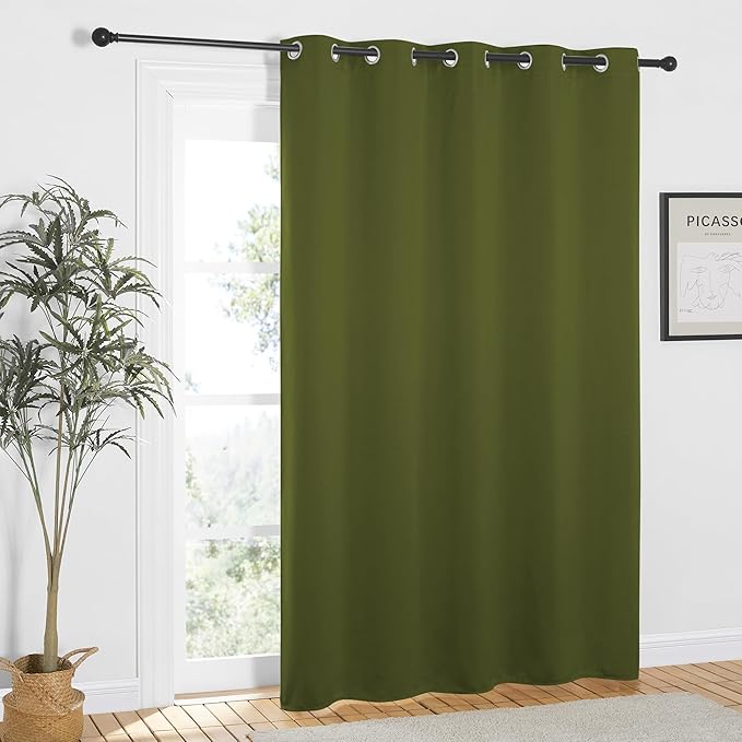 NICETOWN Olive Green Blackout Curtains 84 inch Length, Grommet Top Room Darkening Drapes for Bedroom Living Room, Light Blocking Window Covering for Privacy (W66 x L84 Inch, 1 Panel) NICETOWN