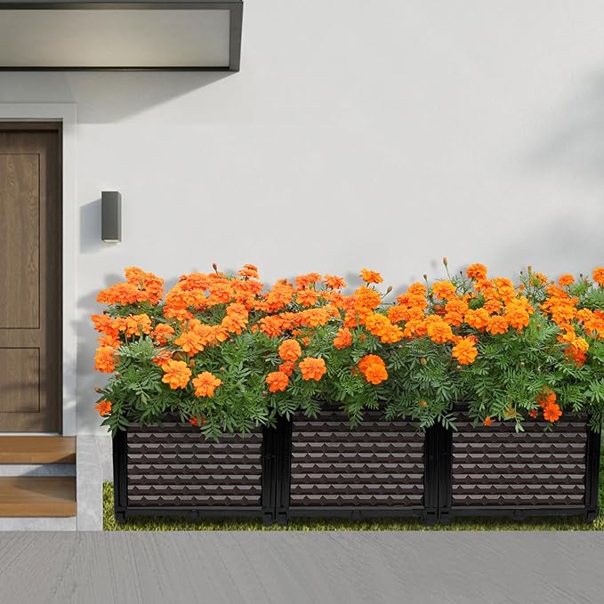 Large Planters for Outdoor Plants 14" Tall Planter Box, Raised Beds for Gardening Self Watering, Elevated Planter Box with Legs, Rectangular Garden Planters for Outdoor Plants Flowers, 47.2"L x 15.7"W TooCust