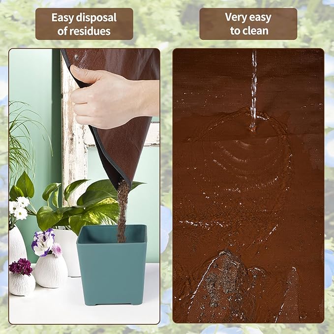 26.8"X26.8" Repotting Mat for House Plants Transplanting Control Mess, Foldable Waterproof Gardening Tray Mat Gardening Gifts for Plant Lovers FocusonGardeningProjects
