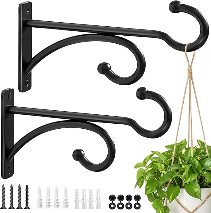 2Pack 6 Inch Plant Hangers for Hanging Baskets, Hanger for Indoor and Outdoor Plant Pots Holder, Wall Hook for Planters, Flower Basket, Wind Chimes, Lantern, Light, Bird Feeder, Home Décor-White AnDocK