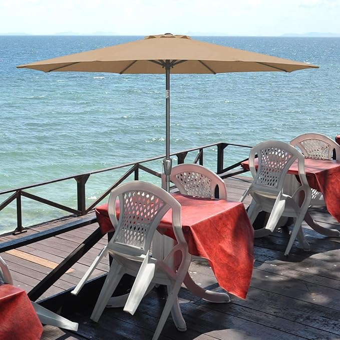 Simple Deluxe 9' Patio Umbrella Outdoor Table Market Yard Umbrella with Push Button Tilt/Crank SimpleDeluxe