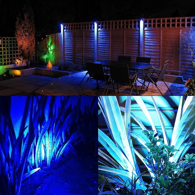 T-SUNUS 4 Pack Solar Landscape Spotlights - Blue, Waterproof IP65, 9.8ft Cable, 2000mAh Solar Panel, Auto On/Off for Garden, Driveway, Pathway, Pool Area T-SUNUSLighting