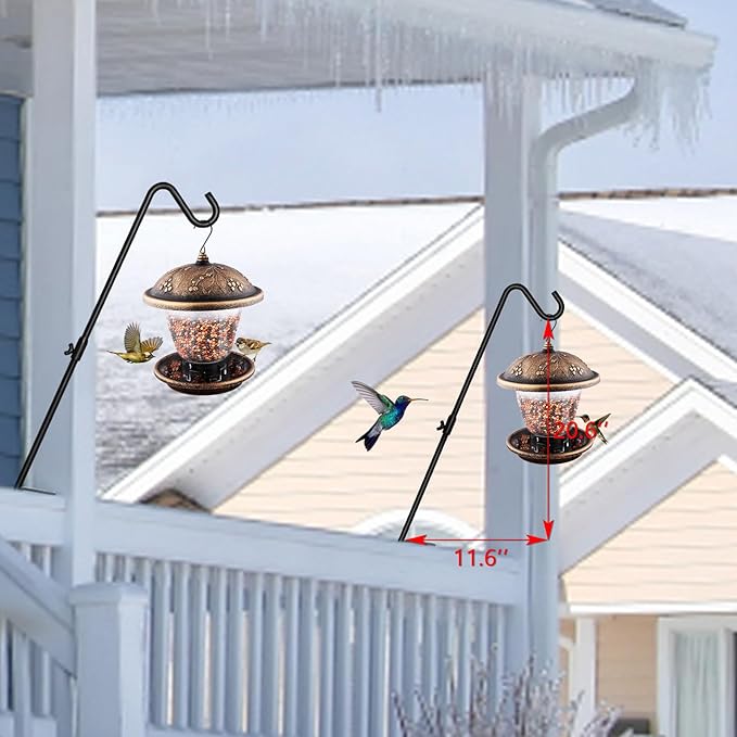 FEED GARDEN 2 Pack 29 Inch Adjustable Deck Hook,Solid Steel Deck Hangers for Bird Feeders,Lanterns, Flower Basket and Suet Baskets with Clamp,Black FEEDGARDEN