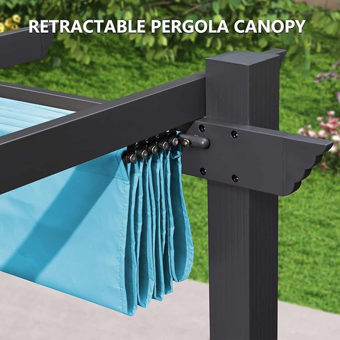 Pergola Shade Cover Replacement Canopy Top Compatible with 10 X 10 ft 6-Bar Pergola Frames - Turquoise Blue (Canopy Size 116" W x 95" L, Canopy Top Only) Rootora
