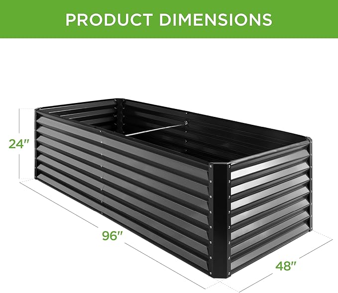 Best Choice Products 8x4x2ft Outdoor Metal Raised Garden Bed, Deep Root Planter Box for Vegetables, Herbs & Flowers, 478-Gallon Capacity, 100% Non Toxic Materials - Gray BestChoiceProducts