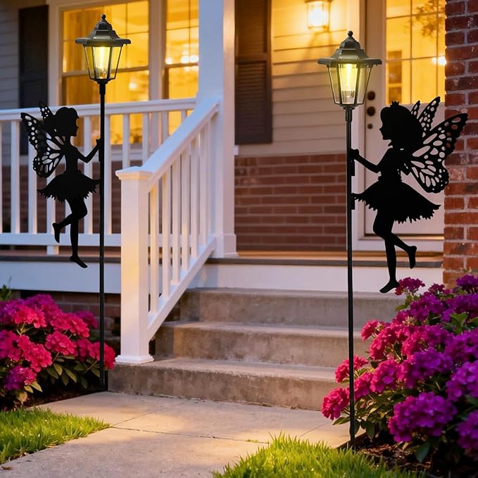 ZKLiLi Fairy Solar Garden Light,Outdoor Garden Fairy Decor Waterproof Large Hanging Lantern Lights Decorations for Patio Yard Porch Lawn Pathway Statues Outdoor Decor Gifts(Warm Light) ZKLiLi