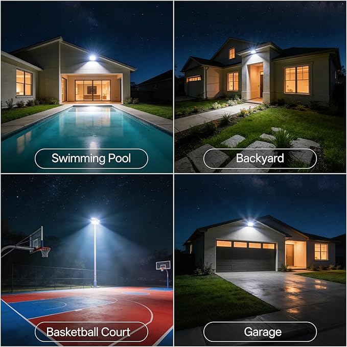 USTELLAR 120W LED Flood Lights Outdoor Hardwired 2Pack Bright 120W Equiv. 24000LM Security Light Outside Lamp IP66 Waterproof 6000K Daylight White Spot Light Exterior Floodlight for Backyard House Ustellar