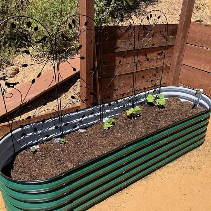 Vego garden Aluzinc Raised Garden Bed Kits, 17" Tall 6 in 1 Modular Metal Raised Planter Bed for Vegetables Flowers Patio Ground Planter Box-British Green VegoGarden