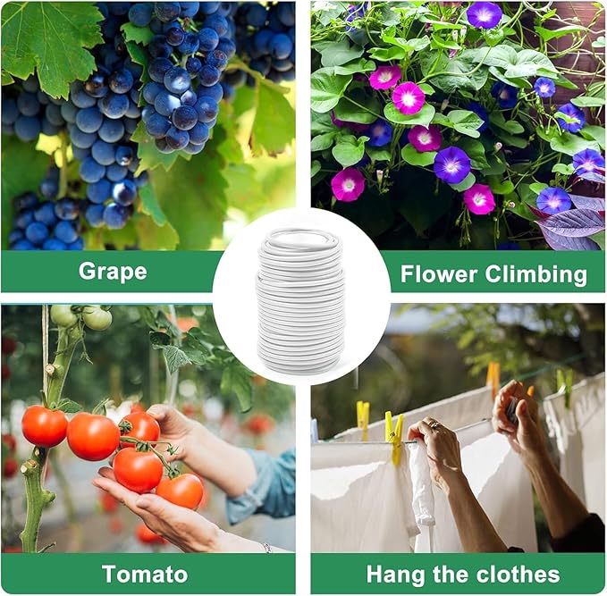 Decoroca Soft Plant Ties for Support - 65.6' Reusable Waterproof Plant Wire, Garden Twist, for Indoor & Outdoor Plants and Home Organizing(1pc/White) Decoroca