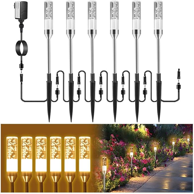 B-right Warm White 3PCS Extension Lights for Path Lights, Extendable Waterproof 0.8W 95 Lumens per Light 2700K (No Adapter) B-right