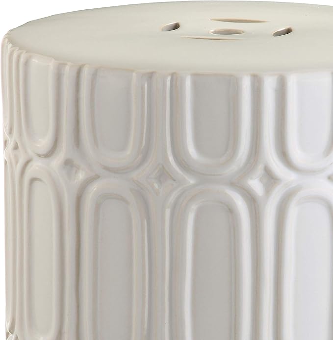 Safavieh Melody Glazed Ceramic Decorative Garden Stool, Cream SAFAVIEH