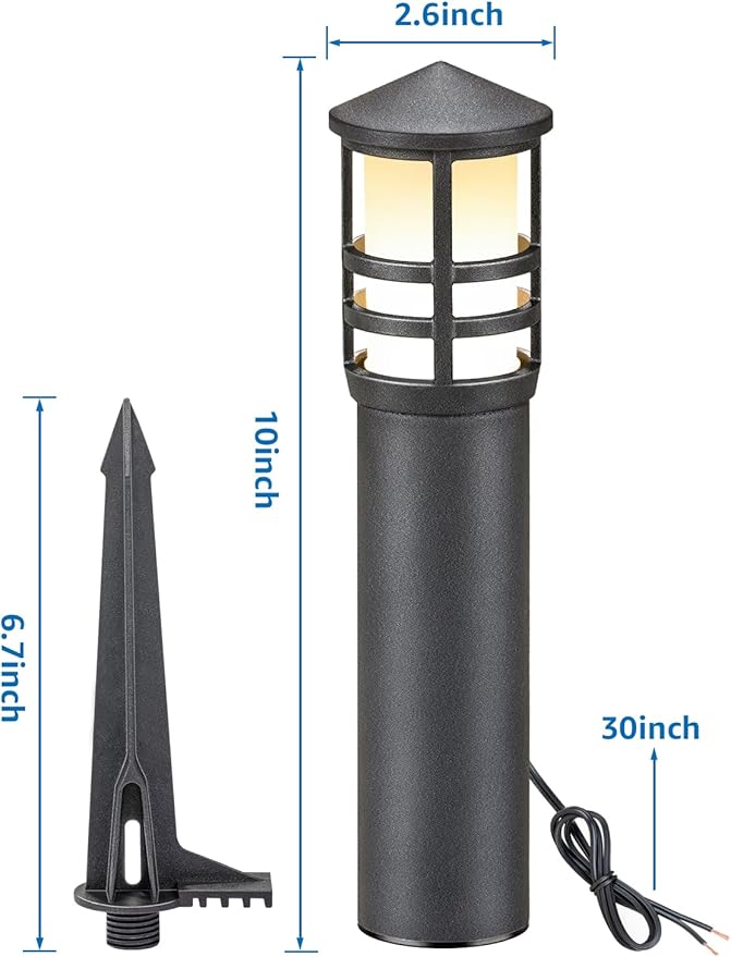 SUNVIE 12-Pack Low Voltage Landscape Pathway Lights 3W Outdoor Landscape Lighting 3000K 12-24V LED Bollard Path Lights Wired CRI 90+ Aluminum Pathway Lighting for Walkway Yard Garden, ETL Listed Cord SUNVIE