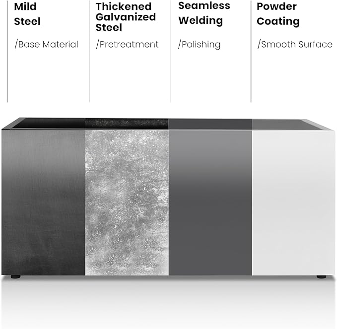 GSK 30" L White LED Metal Planter with Light Outdoor Illuminate Magnetic 3000K Lighting Strips Rectangular Flower Box Rectangle Trough Drainage Holes Indoor Patio Balcony Garden GSK