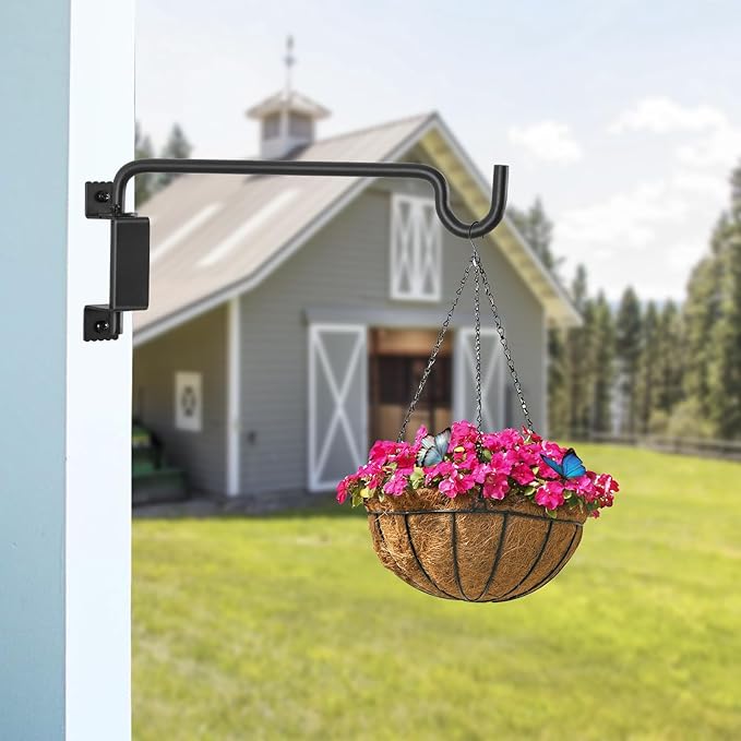 12" 360° Swivel Plant Hanger - Heavy Duty Solid Steel Wall Hook, 12-Directional Adjustable for Bird Feeders, Outdoor/Indoor Plants, Garden & Patio YELOKIE