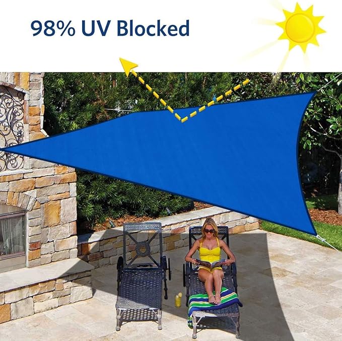 Quictent 20x16ft 185G HDPE Rectangle Sun Shade Sail Canopy 98% UV Block Outdoor Patio Garden with Hardware Kit (Blue) QUICTENT