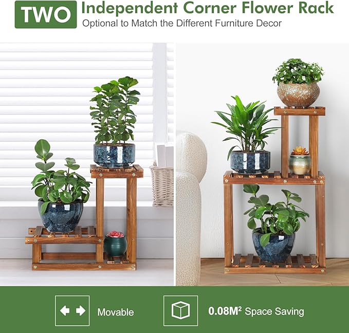 Plant Stand for multiple Plants Stands Indoor Outdoor Flower Pot Stand 5 Tiers Flower Shelf Rack Plants Stands for Patio Balcony Living Room (Upgrade 2 in 1 ) COOGOU