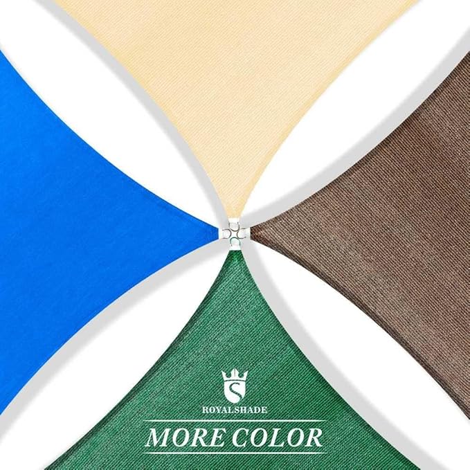 Royal Shade 20' x 20' x 20' Beige Triangle Sun Shade Sail Canopy Outdoor Patio Fabric Screen Awning RTAPT20 - UPF50+ 95% UV Blockage, Heavy Duty, Water & Air Permeable (We Make Custom Size) RoyalShade
