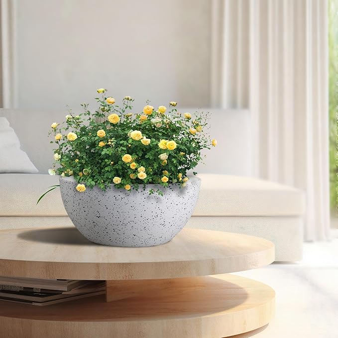 10 inch Hanging Planters for Outdoor Indoor Plants with Drainage Holes and Chain, 2 Pack Round Hanging Flower Plant Pots for Garden Home Porch Decor, Speckled White WSMKSZ