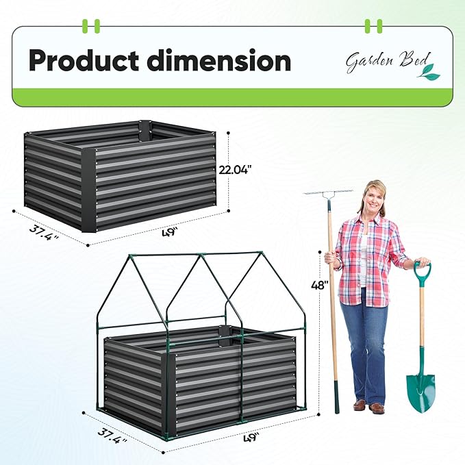 Quictent Raised Garden Bed Galvanized Raised Beds for Gardening Vegetables with Cover 4x3x2 ft Tall Metal Planter Box Outdoor Use (Clear) QUICTENT