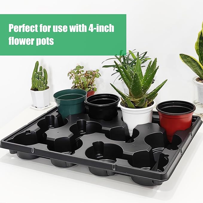 12 Cell Round Nursery Trays Thickened Durable Seedling Pots Shuttle Carrying Trays for Holding 4 inch Pots (16.85" 12.6", 5-Pack) RooTrimmer