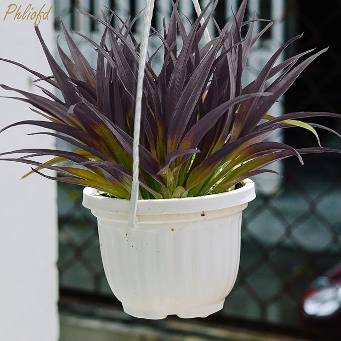 32 Pcs Artificial Grass Fake Grass Plants 17.3in Outdoor Plants UV Resistant Faux Greenery Stems for Home Window Garden Office Patio Pathway Front Porch Halloween Décor Light Green & Purple Phliofd