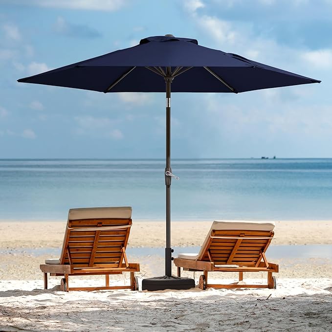 JEAREY 7.5FT Patio Umbrella Outdoor Market Umbrella with 6 Sturdy Ribs, Push Button Tilt/Crank Table Umbrella for Garden, Deck, Backyard and Pool, Navy JEAREYOutdoorsCollection