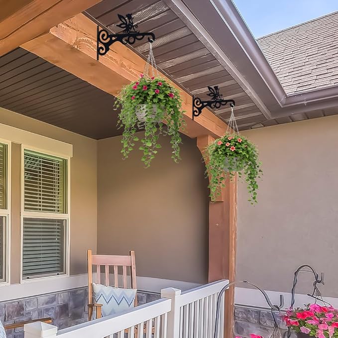 hogardeck Plant Hangers Outdoor Decor, 2 Pack 10” Metal Hanging Plant Bracket with Fairy for Garden Patio Yard Decor, Anti Rust Plant Hooks for Hanging Plants, Bird Feeder, Wind Chime, Lantern HOGARDECK