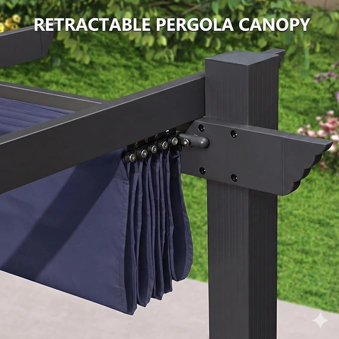 Pergola Shade Cover Replacement Canopy Top Compatible with 10 X 10 ft 6-Bar Pergola Frames - Navy Blue (Canopy Size 116" W x 95" L, Canopy Top Only) Rootora