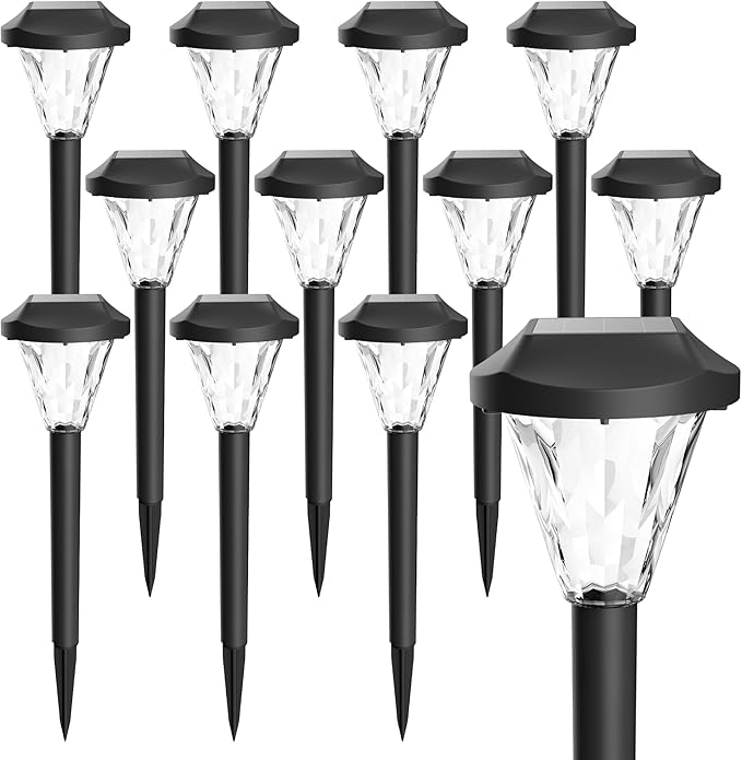 GIGALUMI 12 Pack Solar Lights Outdoor Waterproof, Outdoor Solar Lights for Yard, Solar Garden Lights, Yard Decorations Outdoor for Pathway, Patio, Garden, Driveway, Lawn, and Landscape(Warm White) GIGALUMI