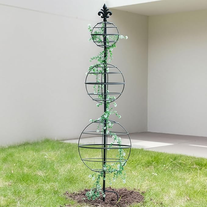 Obelisk Trellis - Elegant 49.5 x 12 Inch Metal Climbing Plant Support for Outdoor Roses, Potted Vines, and Flower Gardens - Perfect Decorative Accent for Home and Garden Decor Goooxim