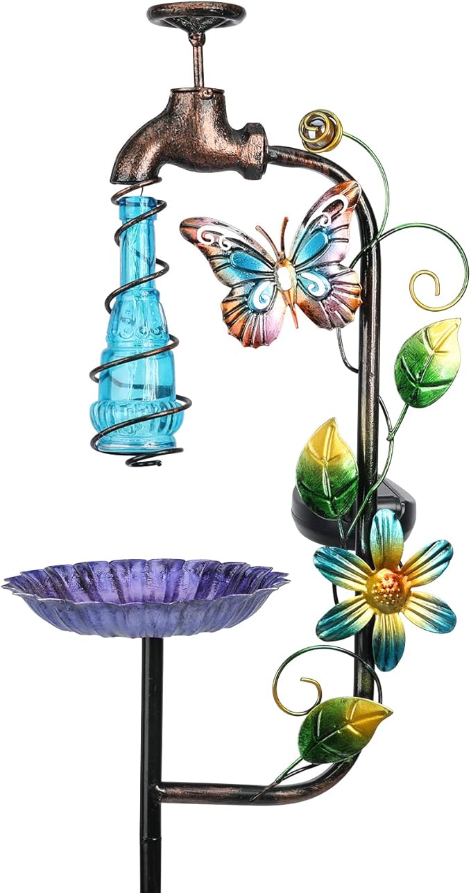 Bshine Solar Garden Decoration Outdoor Light - Waterdrop Metal Hummingbird Solar Stake,Waterproof Garden Decor Path,Lawn and Yard Art Gift for Mom, Blue Bshine