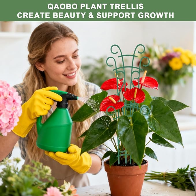 10 Pack Indoor Plant Trellis for Potted Plants, Stackable Garden Trellis for Climbing Plants Outdoor, Small Trellis for Houseplants Rose Hoya Pothos Plant Climber Support Qaobo