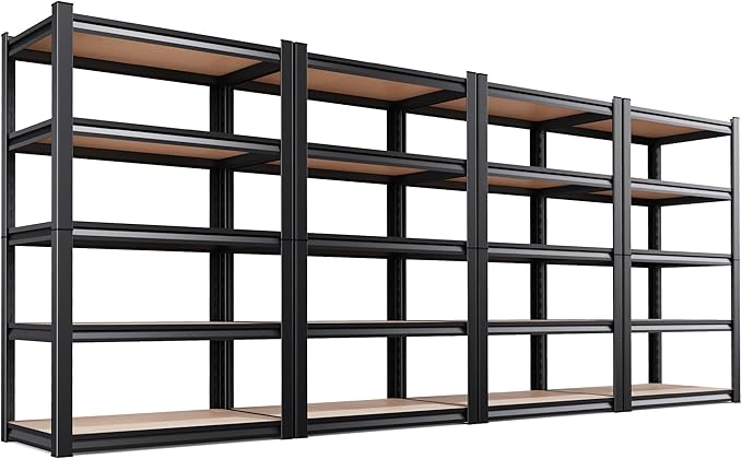 Set of 4 Garage Shelving Heavy Duty Storage Shelves, Metal Adjustable Shelving Unit, Utility Garage Organizer Shelf for Basement, Pantry, Kitchen, Warehouse,15.7" D x 35.4" W x 71.2" H Rootora