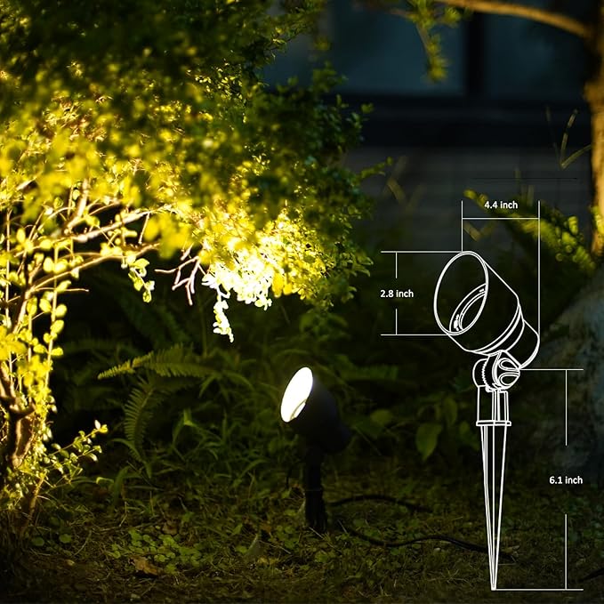 Malibu 8 Pack Low Voltage Spotlights Outdoor Landscape Lighting 20W 145 Lumens Halogen Flood Light 2800K with Plastic Spike and Connector for Garden Pathway Driveway 8301-9604-08 Rootora