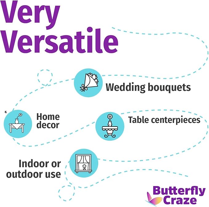 Butterfly Craze Lavender Artificial Flower Stems - UV-Protected Outdoor Artificial Plants - Plastic Flowers for Outdoors - Floral Picks for Weddings & Centerpieces - 4 Pack, 14.5"-16.5" ButterflyCraze