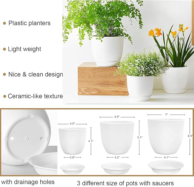 Macrame Plant Hangers with Pots and Saucers, 3 Pack Hanging Planters for Indoor Plants Hanging Plant Holders with Hooks 34" / 26" / 20" Bouqlife