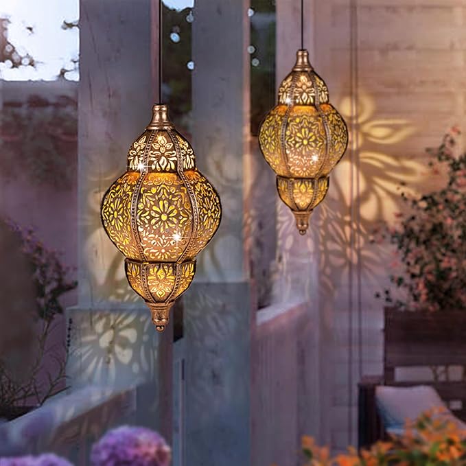 Solar Lanterns Outdoor Waterproof, Hanging Solar Lantern Garden Decor, Decorative Garden Lights for Yard, Patio, Lawn, Porch, Unique Housewarming Gifts (Moroccan) SUCUY